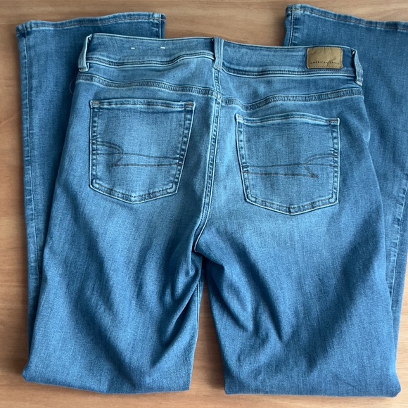 American Eagle Kick Boot wide leg flare jeans women's 8 regular medium wash blue - Picture 5 of 7